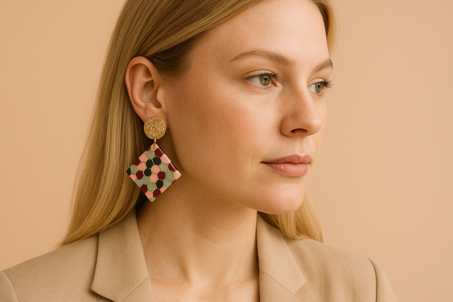 Pendientes geometricos artesanales Mandarina Crush